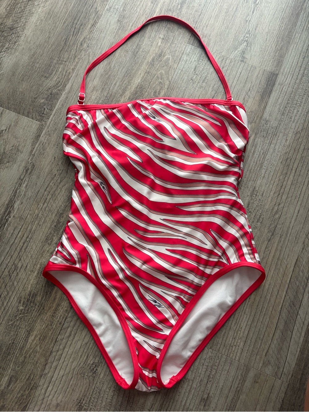 MICHAEL Michael Kors Red and White Zebra-Pattern One-Piece